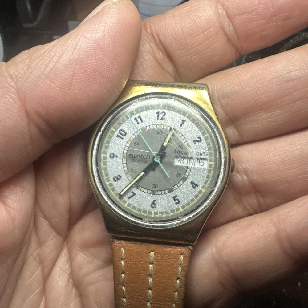 Works‎ VTG 1988 Swatch ALBATROSS GX700 34mm Swiss Watch Rare -Broken Band